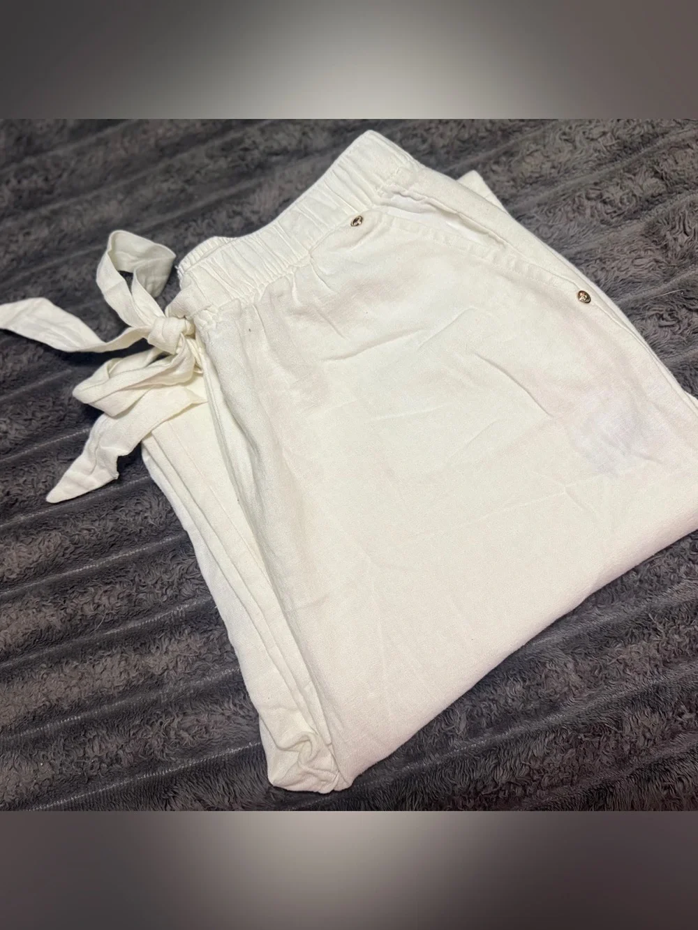 Michael Kors Cream Drawstring Linen Joggers